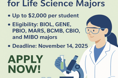 Advertisement for Internship Funding for Life Science Majors